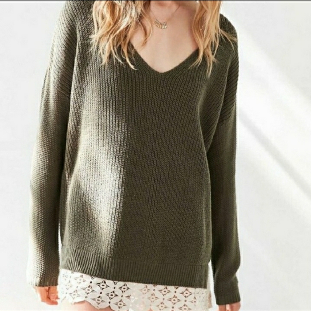 Urban Outfitters Olive Knit Oversized Sweater.